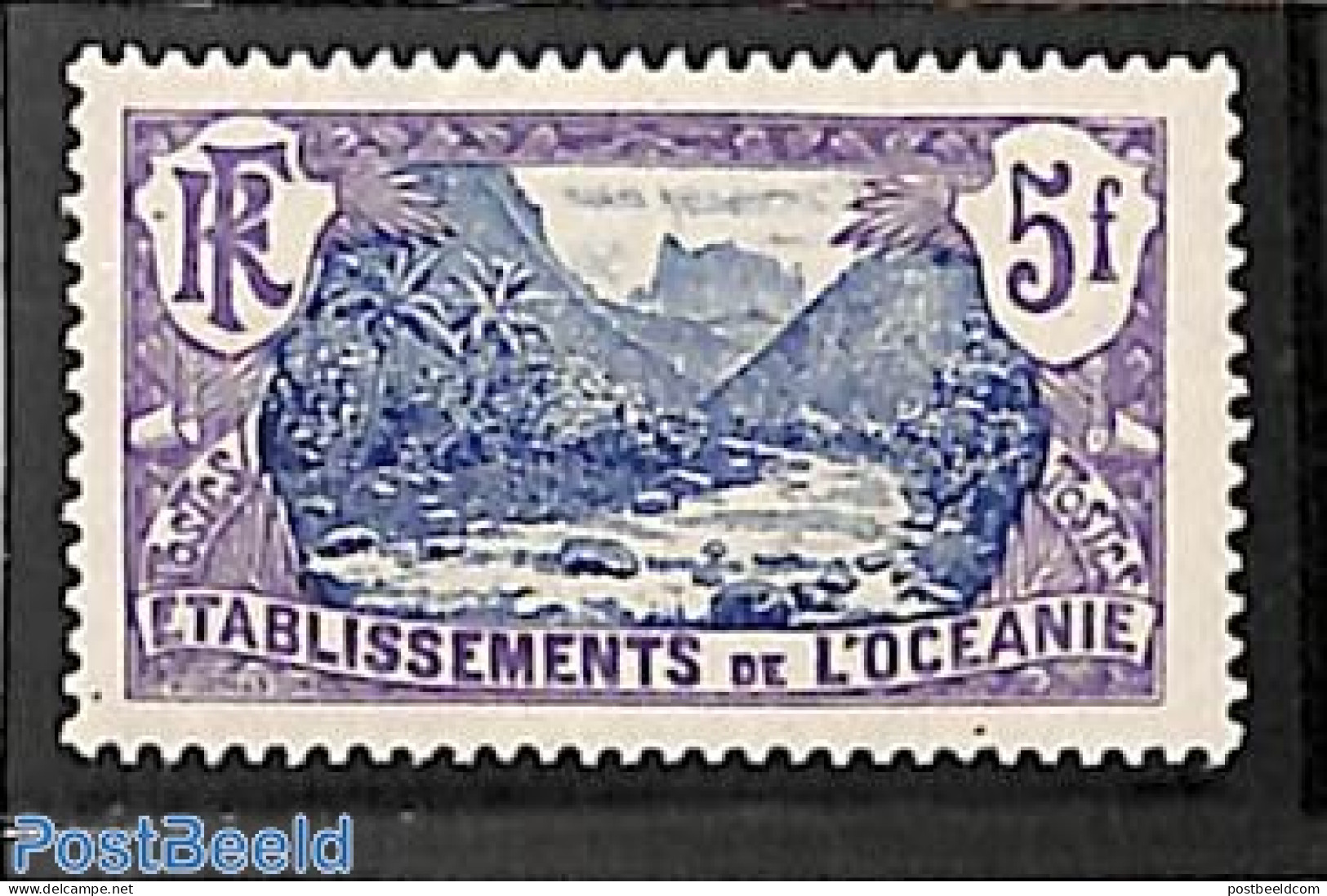 French Oceania 1913 5fr, Stamp Out Of Set, Unused (hinged) - Autres & Non Classés