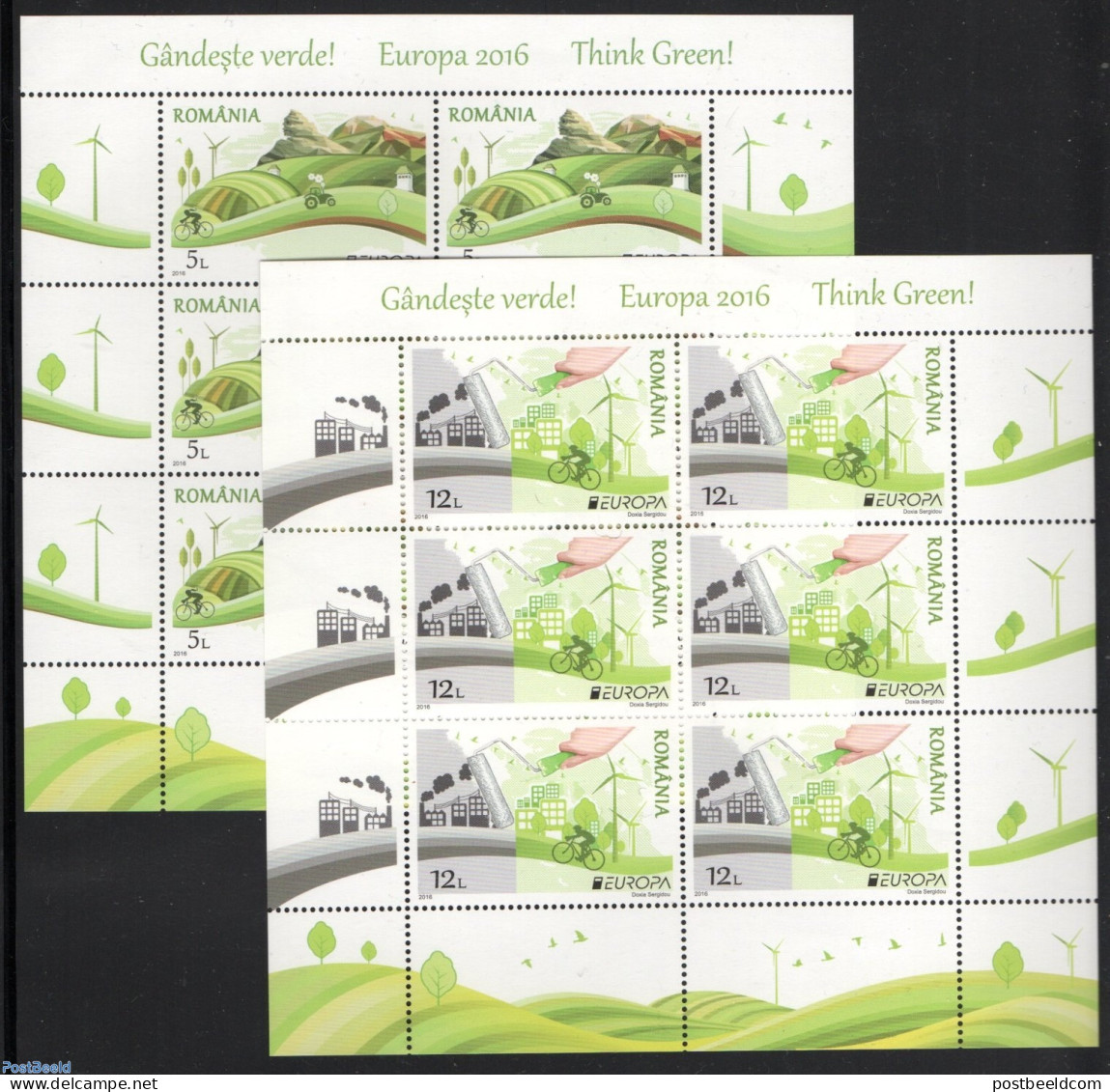 Romania 2016 Europa, Think Green 2 M/s, Mint NH, Nature - Science - Sport - Various - Birds - Environment - Energy - C.. - Unused Stamps