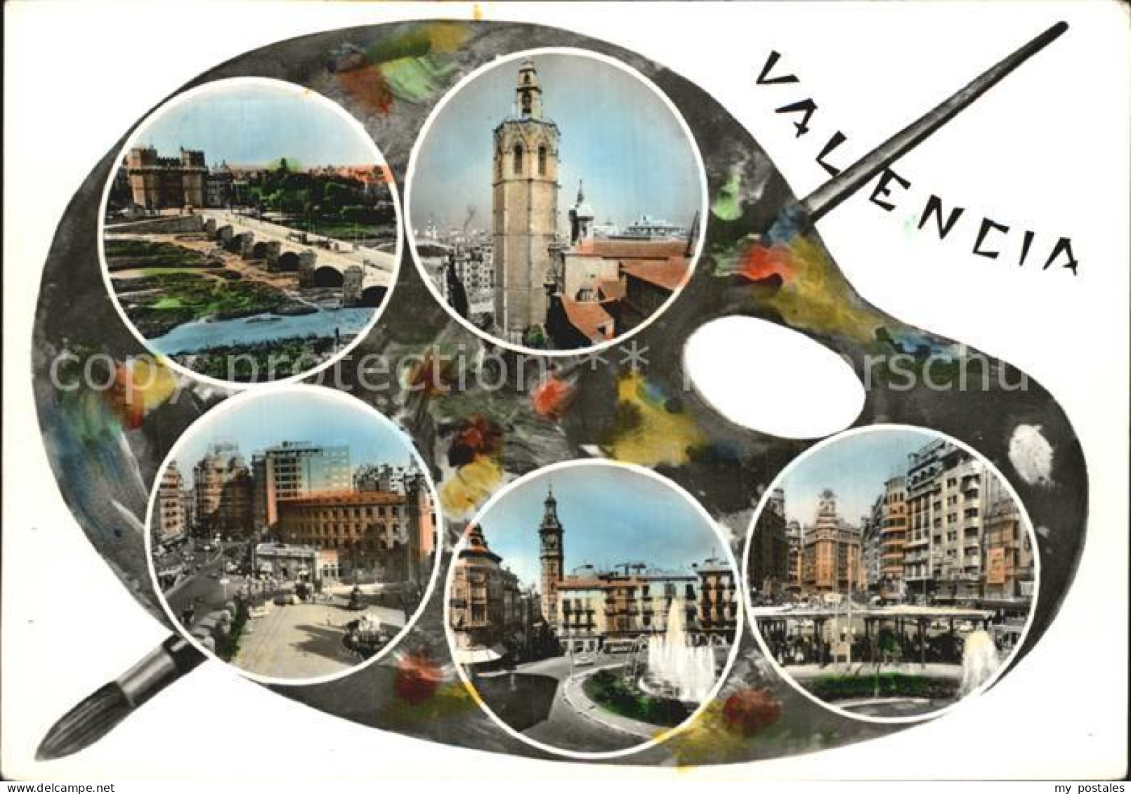 72514856 Valencia Valenciana Teilansichten Malerei Pinsel Kuenstlerpalette Valen - Autres & Non Classés