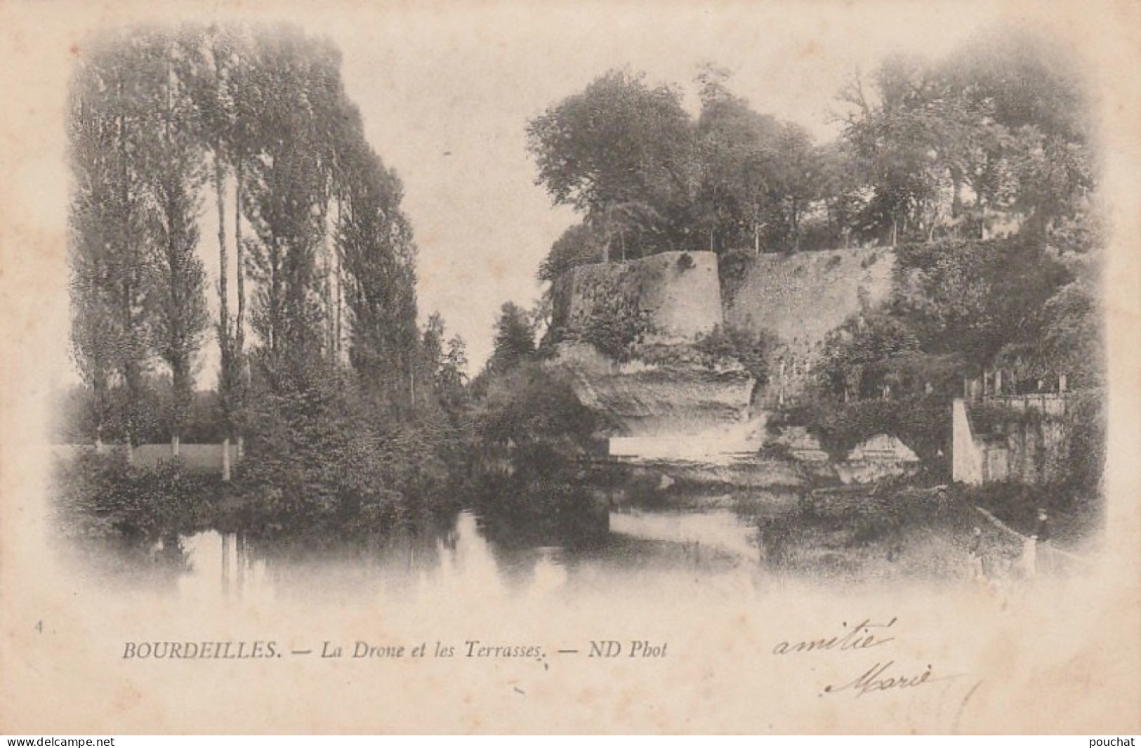 C16-24) BOURDEILLES  - DORDOGNE - LA DRONE ET LES TERRASSES - EN  1902 - ( 2 SCANS ) - Autres & Non Classés