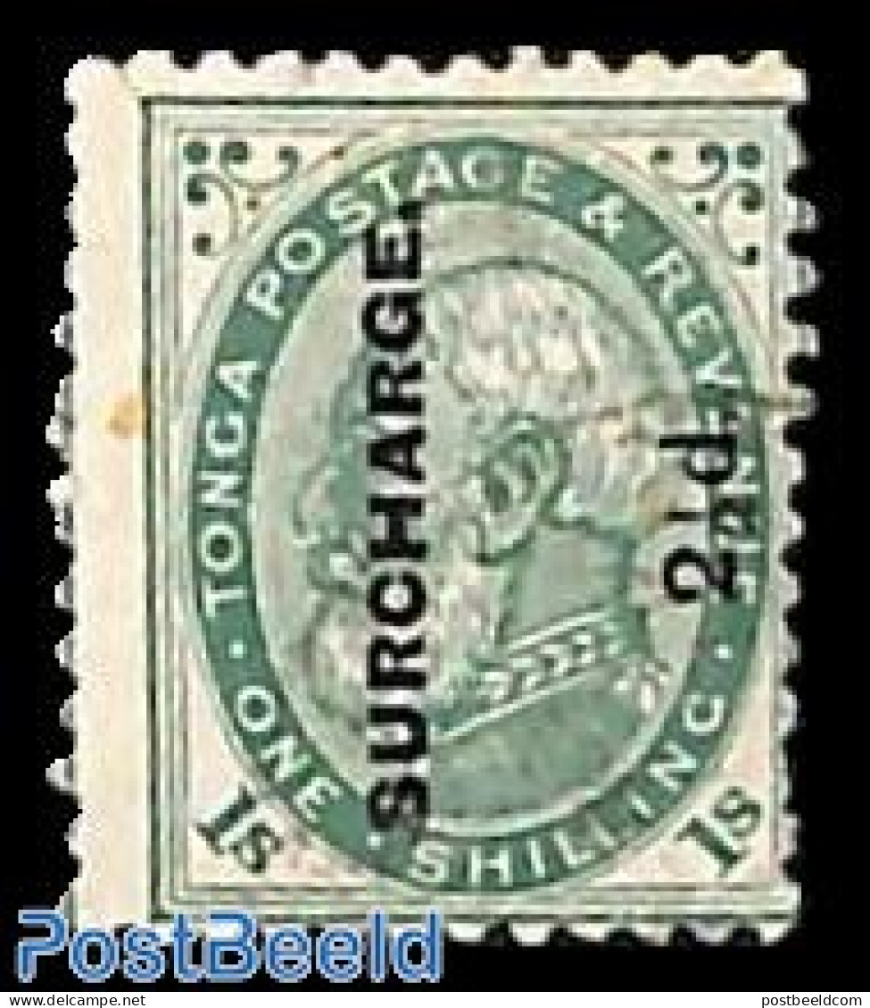 Tonga 1894 2.5d On 1sh, Without Gum, Stamp Out Of Set, Unused (hinged) - Autres & Non Classés