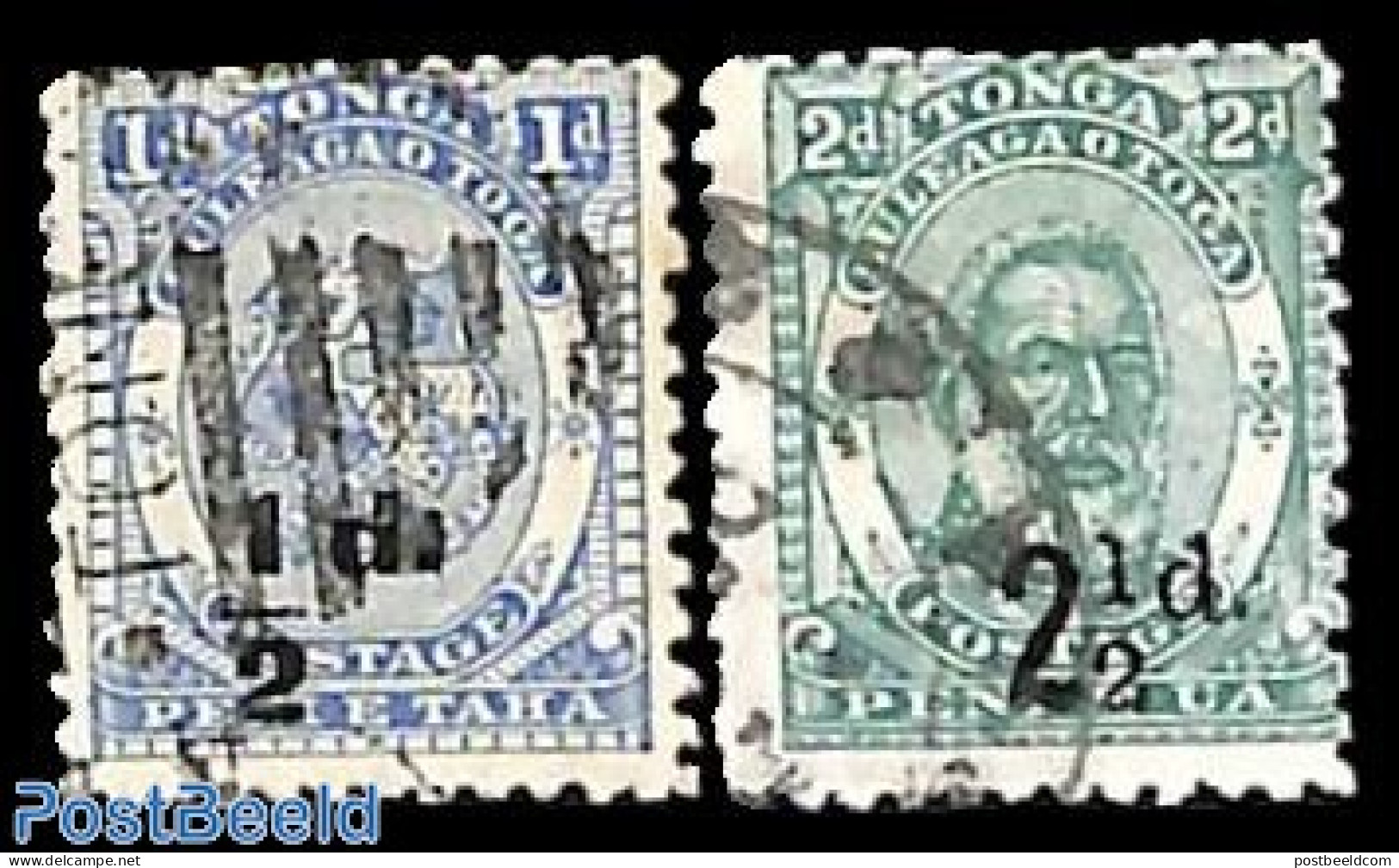 Tonga 1893 Overprints In Black 2v, Used, Used Or CTO - Autres & Non Classés