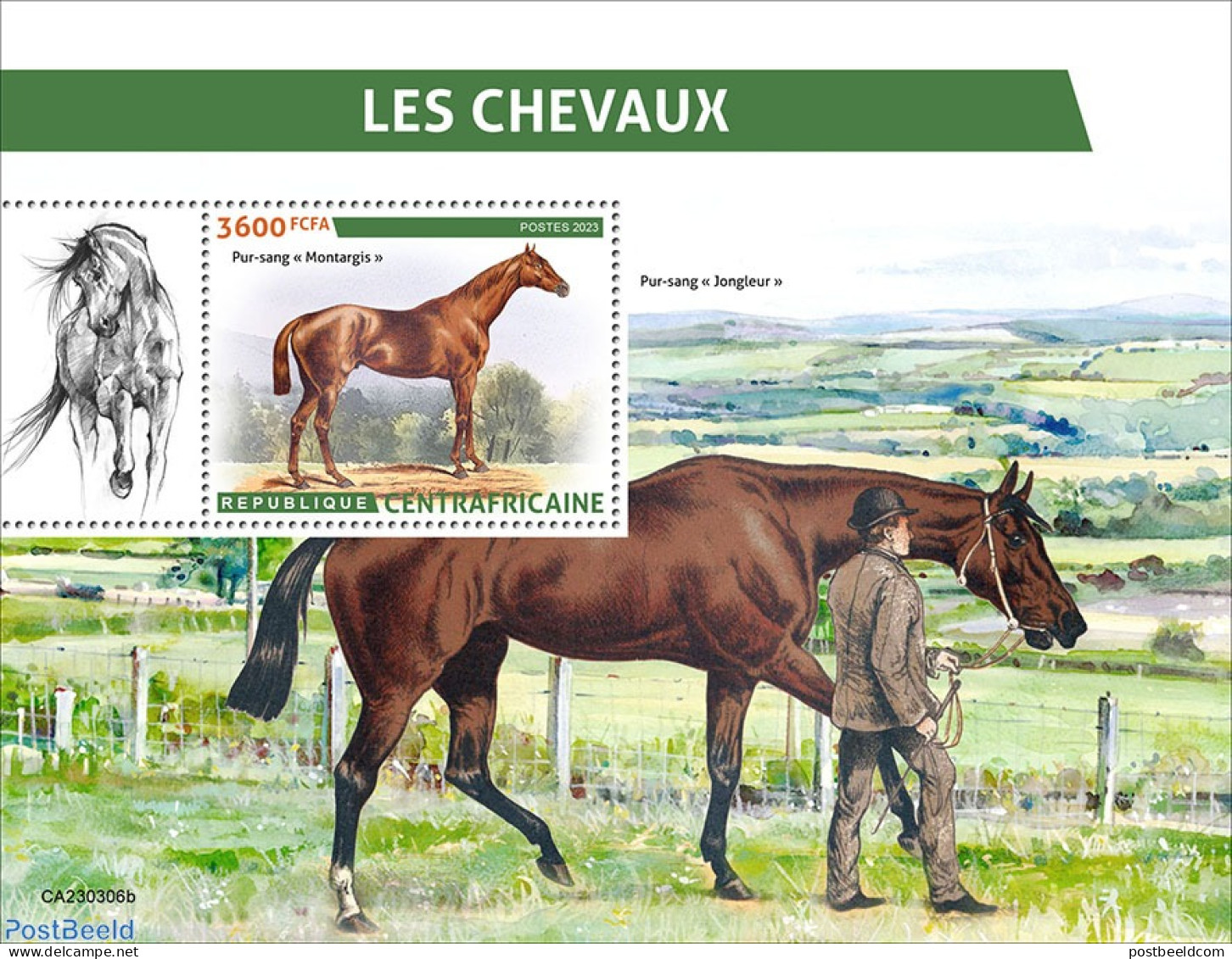 Central Africa 2023 Horses, Mint NH, Nature - Horses - Central African Republic