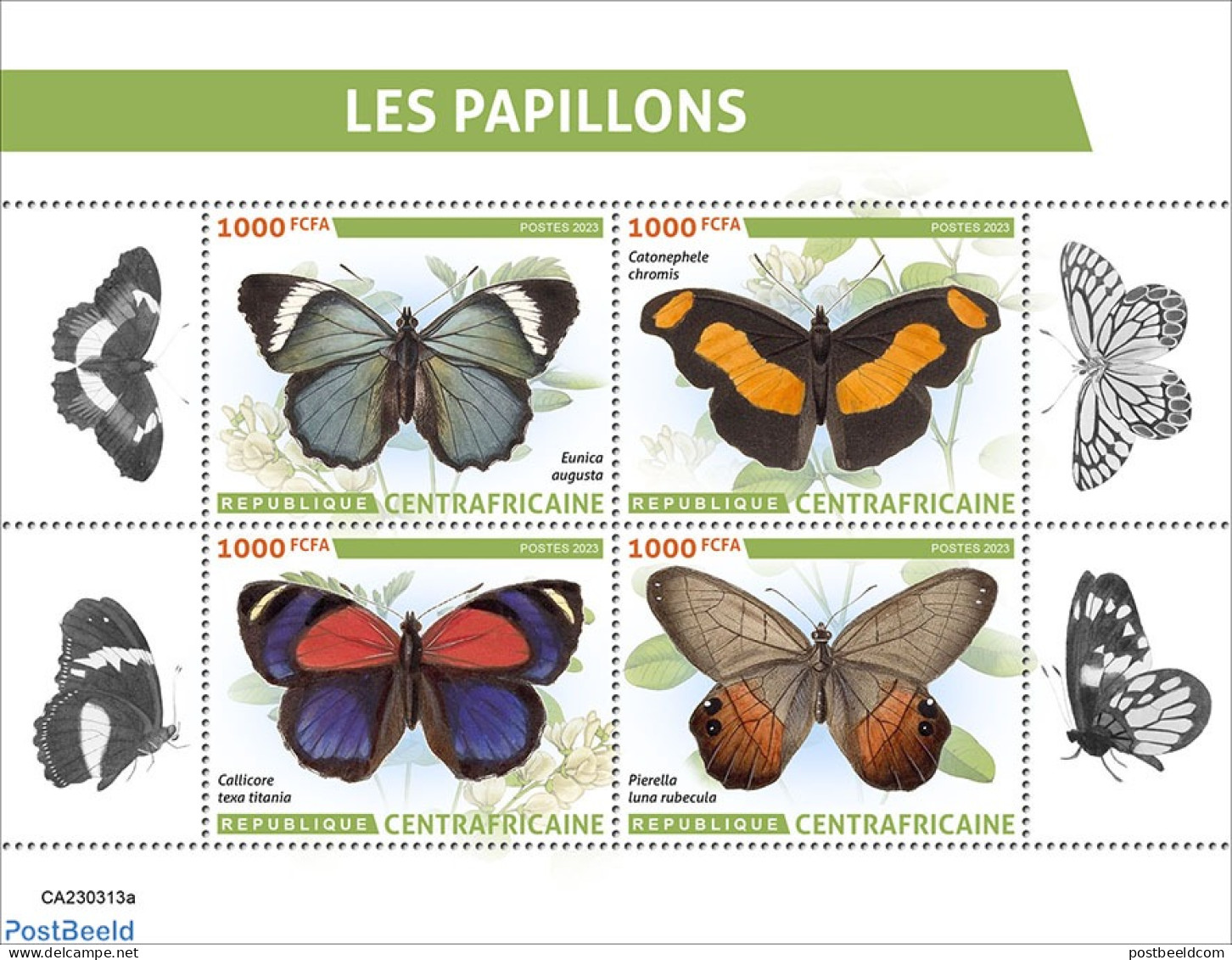 Central Africa 2023 Butterflies, Mint NH, Nature - Butterflies - Central African Republic