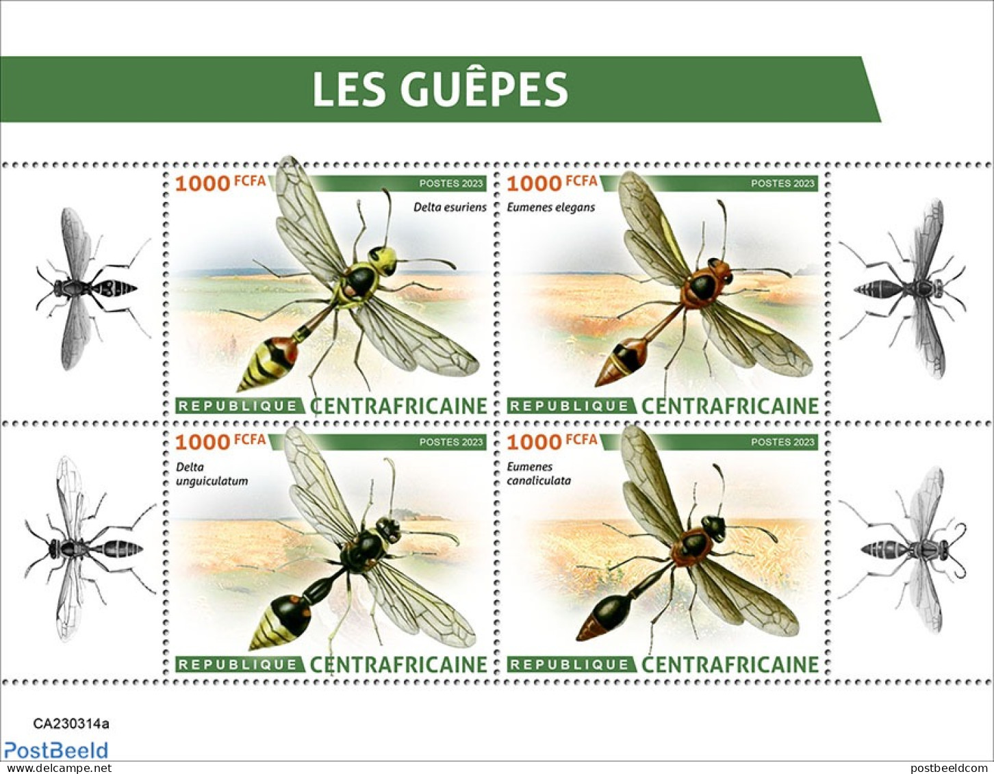 Central Africa 2023 Wasps, Mint NH, Nature - Insects - Centrafricaine (République)