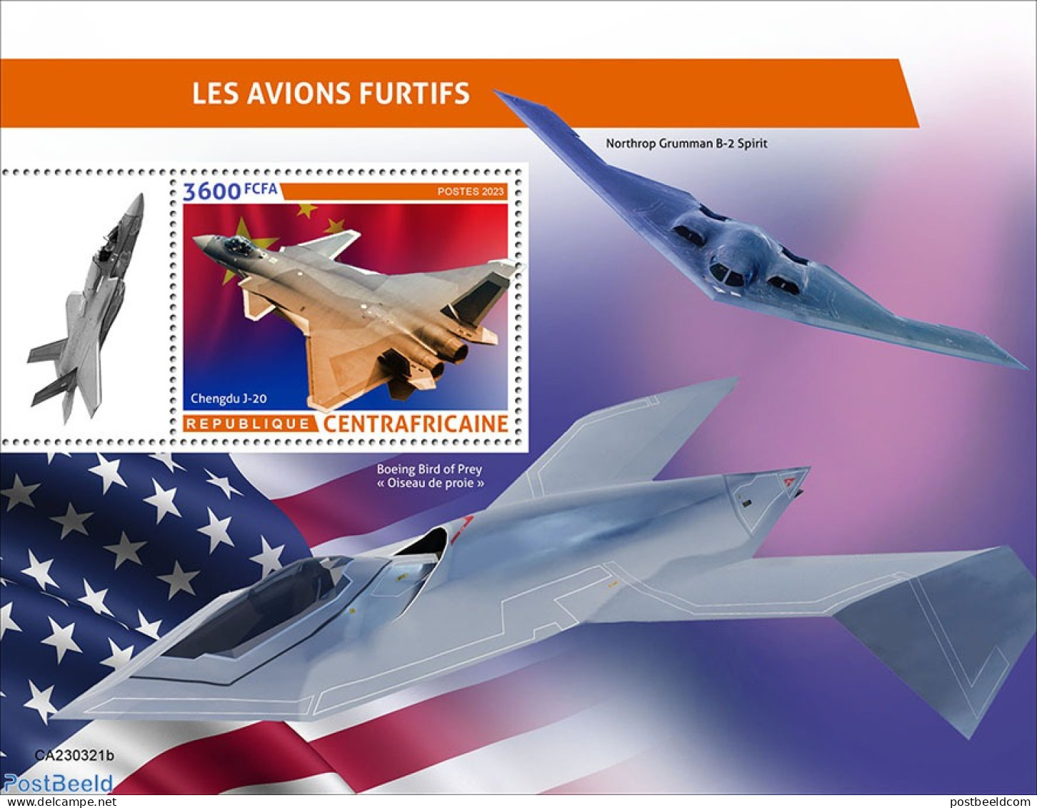 Central Africa 2023 Stea, Mint NH, Transport - Aircraft & Aviation - Airplanes