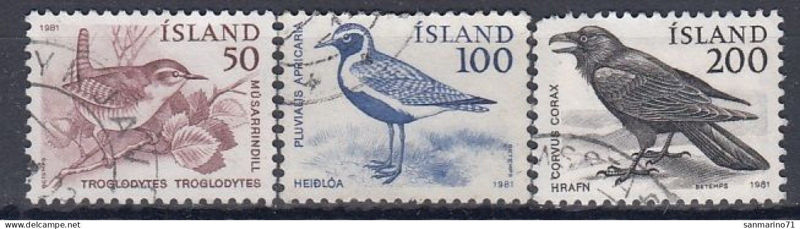 ICELAND 567-569,used,falc Hinged,birds - Gebraucht