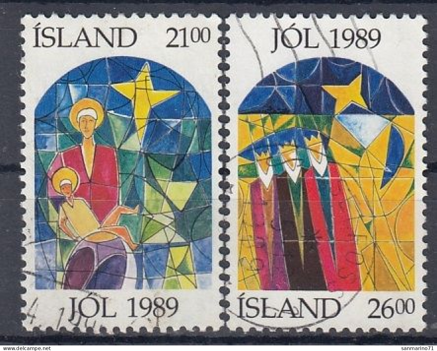 ICELAND 712-713,used,falc Hinged,Christmas 1989 - Used Stamps