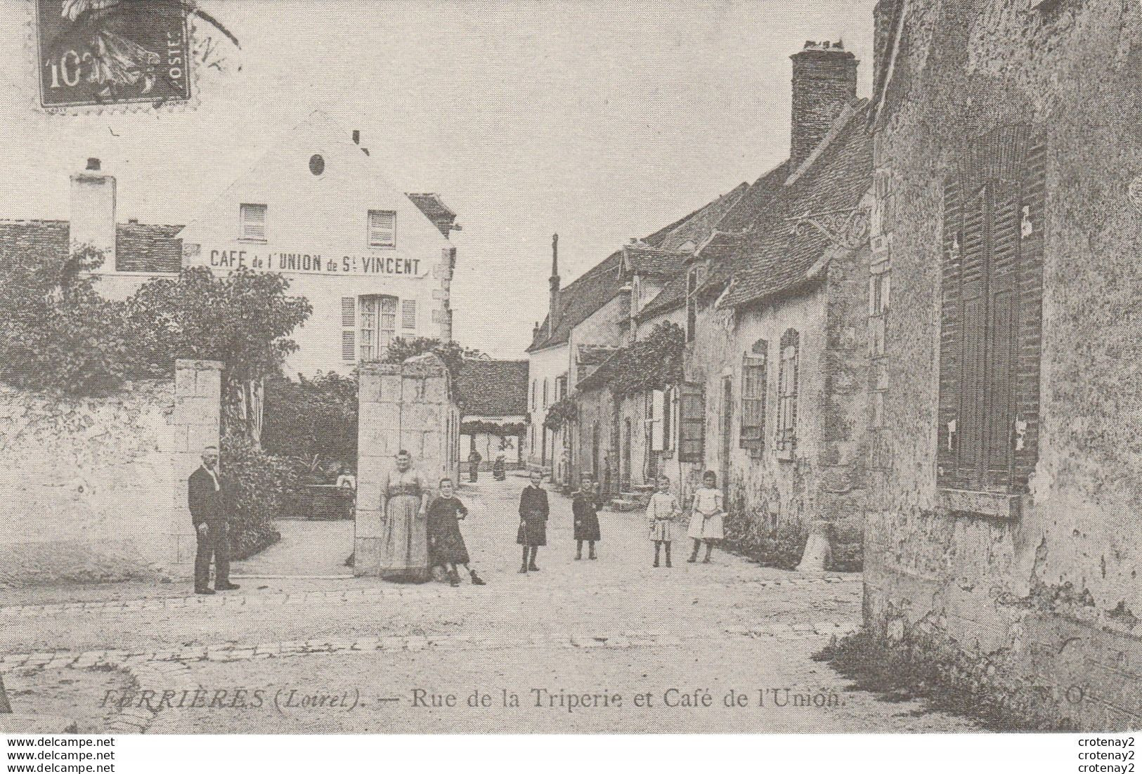 45 Ferrières Vers Montargis REPRODUCTION VOIR DOS Rue De La Triperie Et Café De L'Union De St Vincent - Montargis