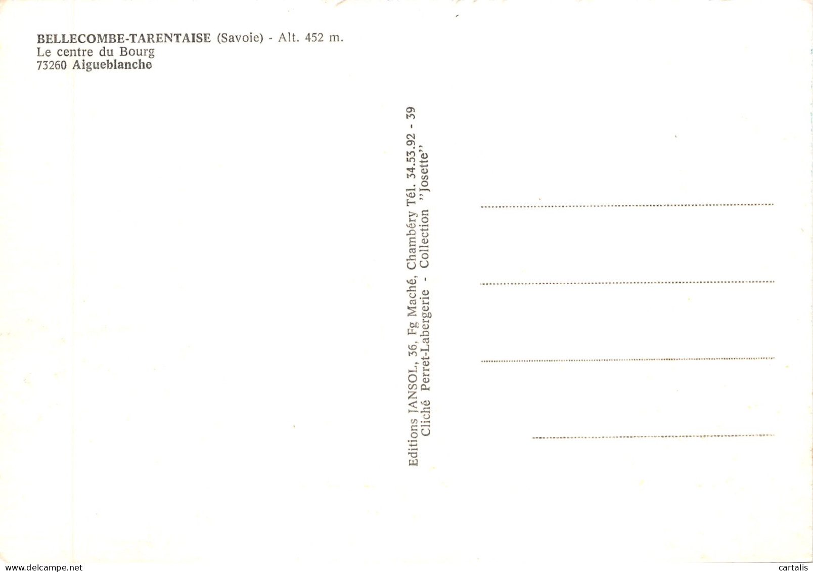 73-BELLECOMBE TARENTAISE-N 603-D/0153 - Autres & Non Classés