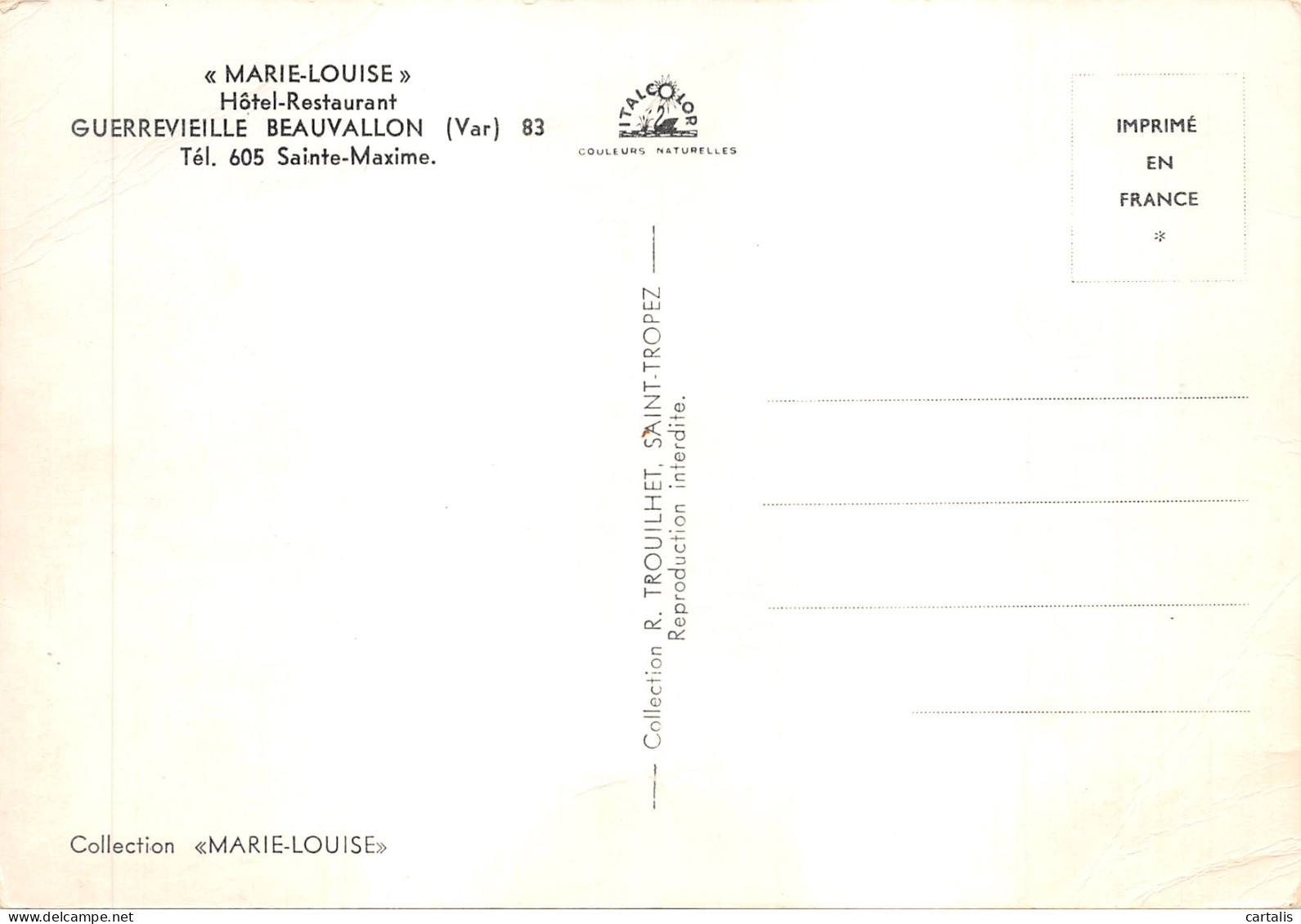 83-GUERREVIEILLE BEAUVALLON-HOTEL MARIE LOUISE-N 605-B/0145 - Autres & Non Classés