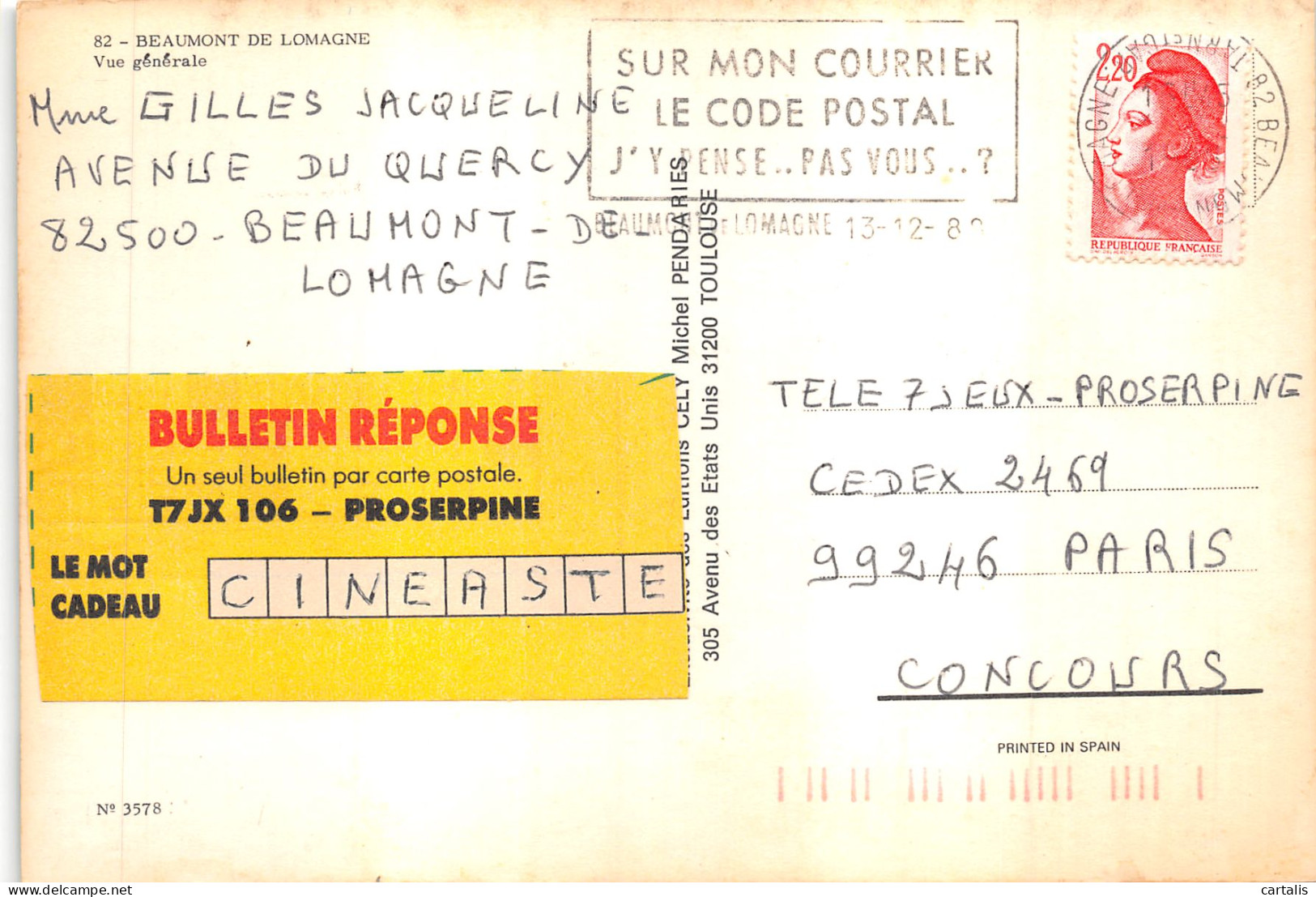 82-BEAUMONT DE LOMAGNE-N 605-A/0329 - Beaumont De Lomagne