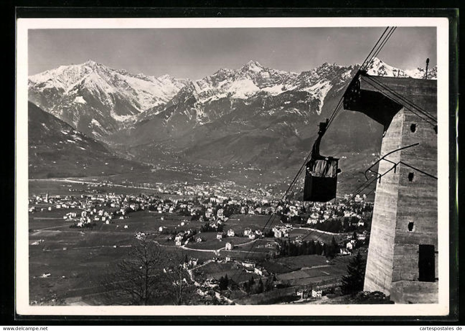 AK Meran, Seilbahn Meran-Hafling Mit Stadtblick Und Bergkette  - Funicular Railway