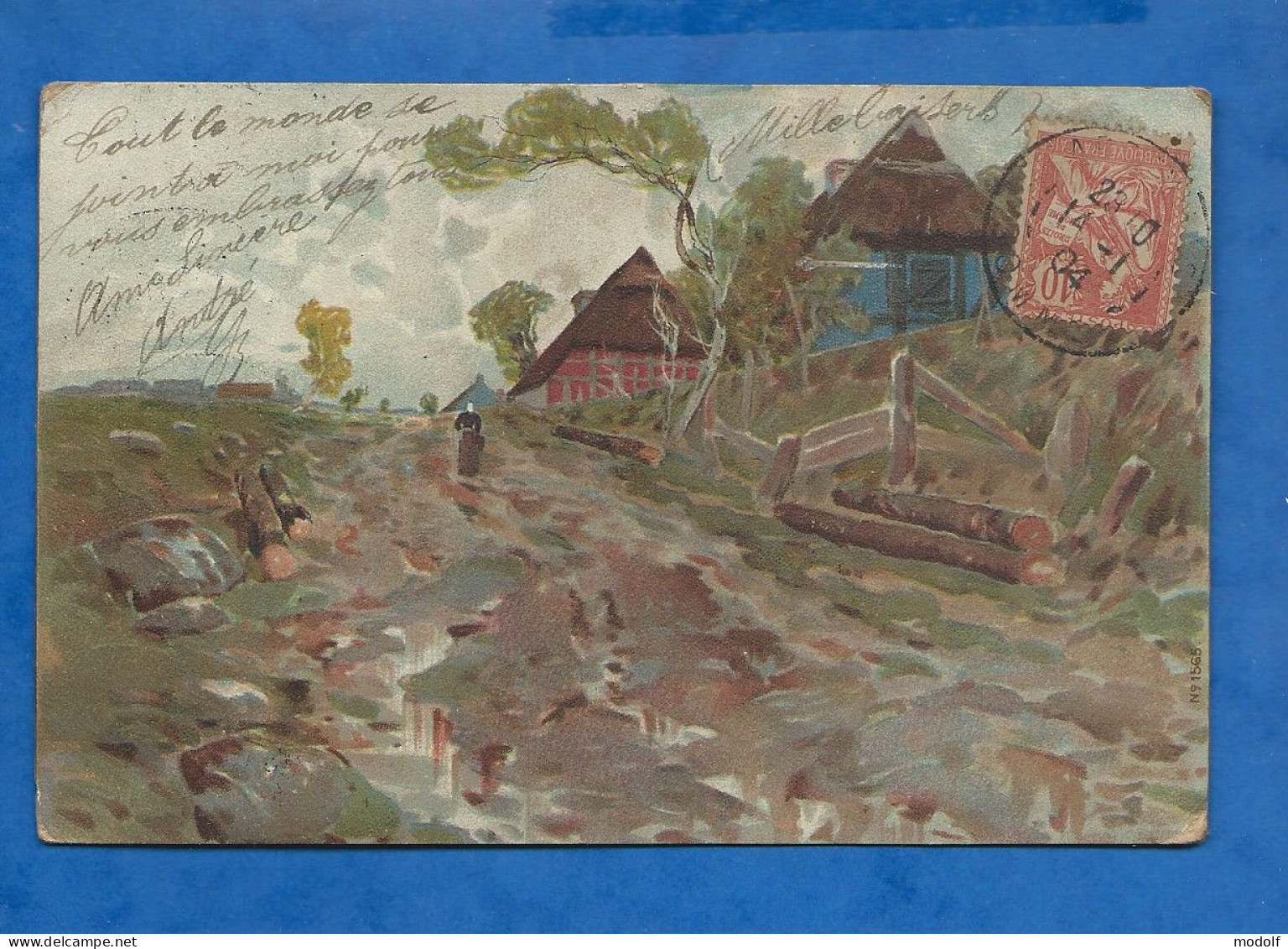 CPA - Illustrateurs - Paysage De Campagne - Non Signé - Circulée En 1904 (cachet Arreville) - 1900-1949