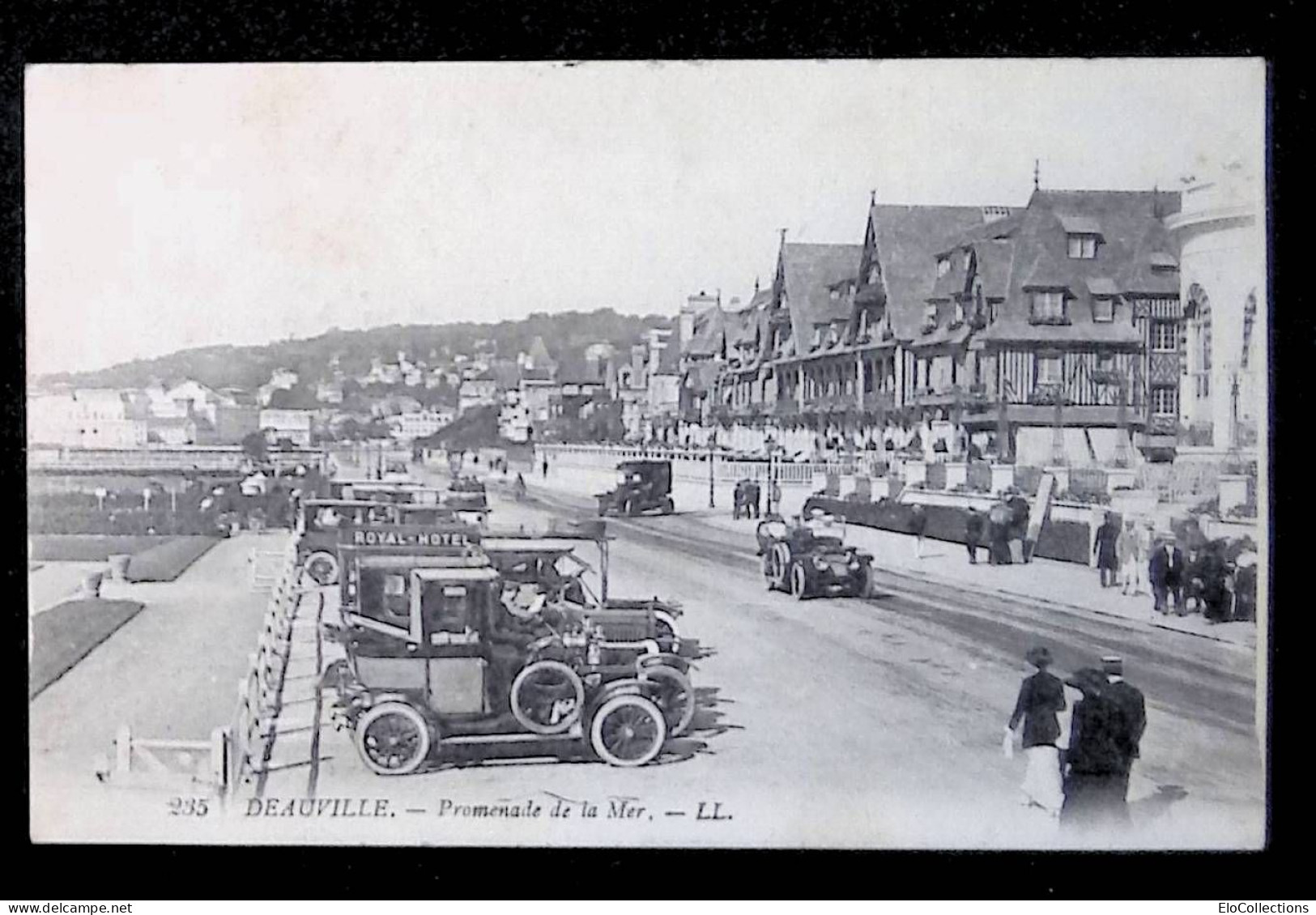 Cp, 14, Deauville, Promenade De La Mer, Automobiles, Publicité: Royal Hôtel, Voyagée 1920 - Deauville