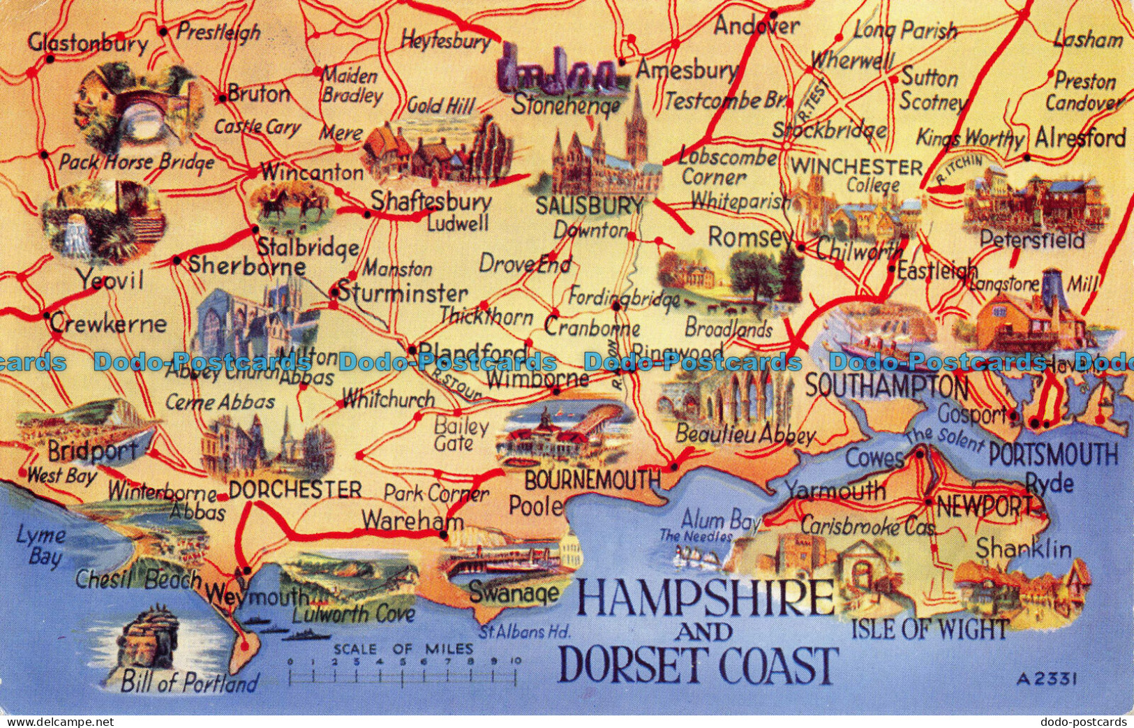 R068264 Hampshire And Dorset Coast. A Map. Valentine. Art Colour - Monde