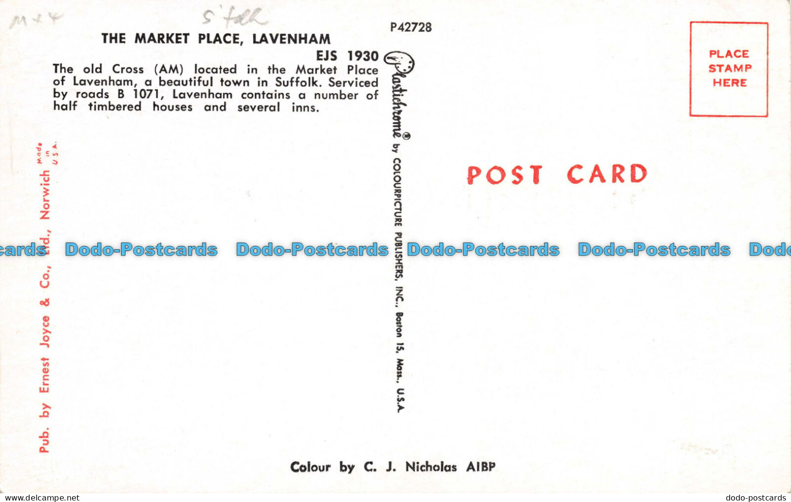 R068266 The Market Place. Lavenham. C. J. Nicholas. Ernest Joyce - Monde