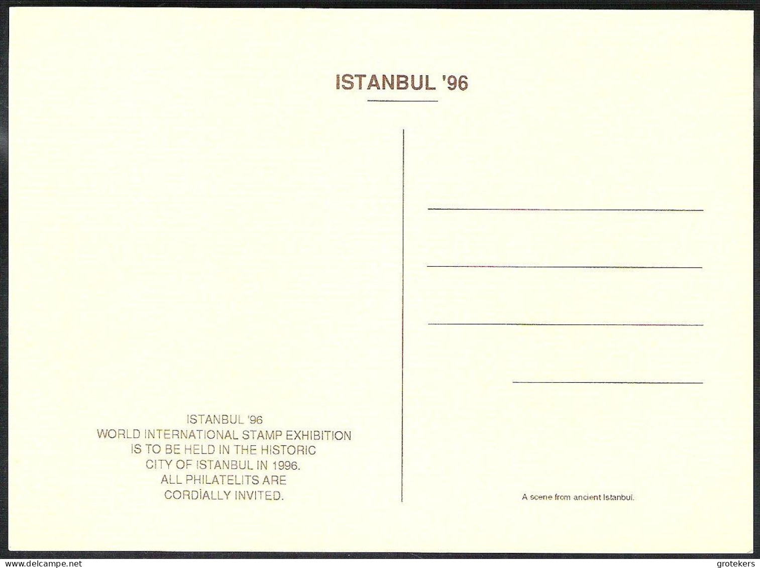 ISTANBUL (ancient Scene) Invitation For Istanbul 96 International Stamp Exhibition 2 Different Cards - Turkey