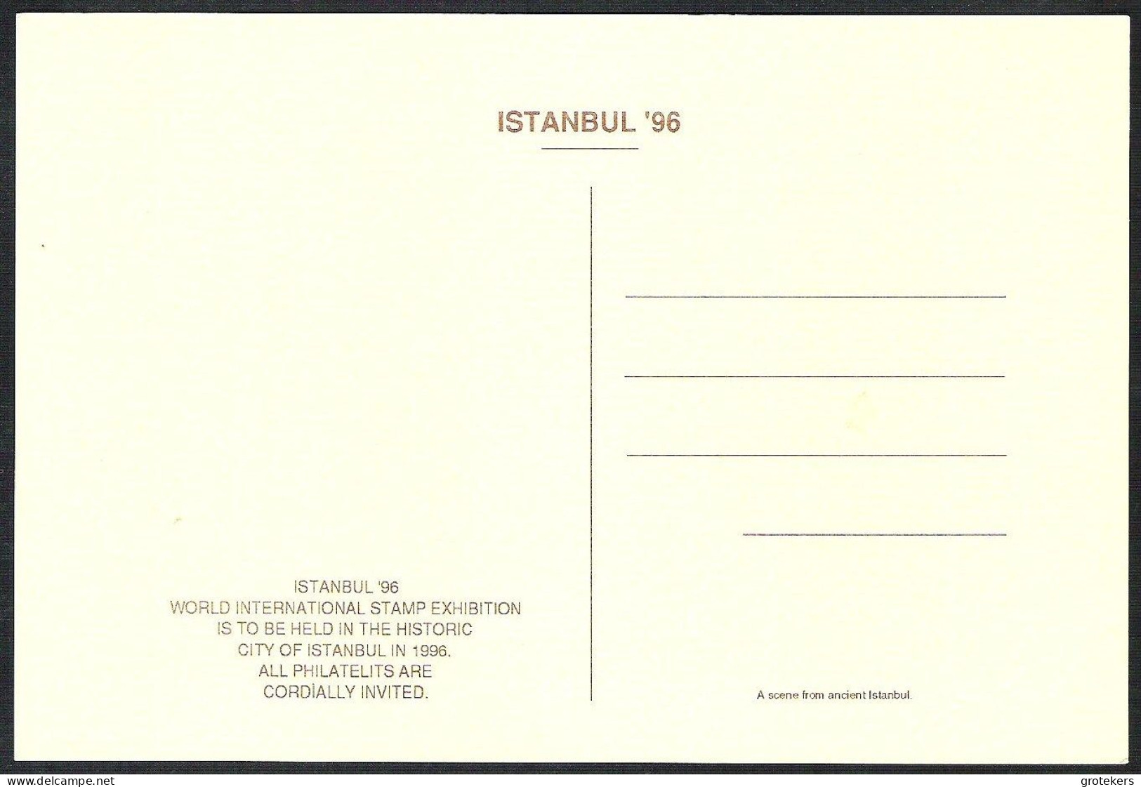 ISTANBUL (ancient Scene) Invitation For Istanbul 96 International Stamp Exhibition 2 Different Cards - Türkei