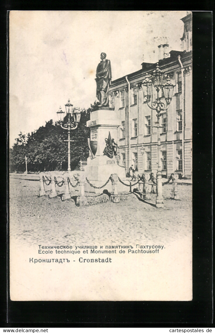 AK Cronstadt, Ecole Technique Et Monument De Pachtousoff  - Russie