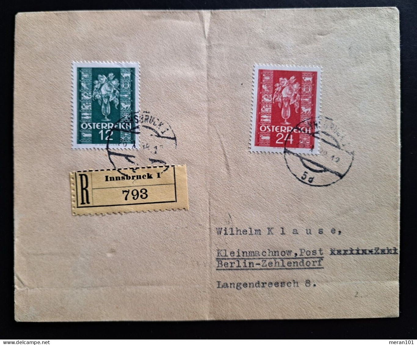 Reko-Brief Innsbruck 26.X.38 Nach Berlin Mi 658-59, Späte Ostmarkverwendung - Covers & Documents