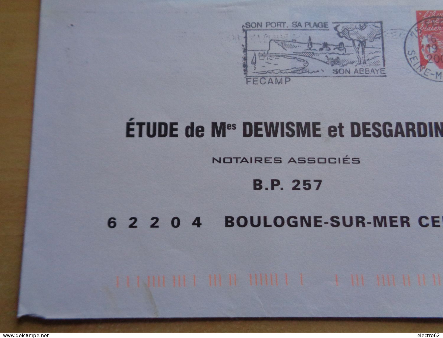 France Flamme Fecamp Sur PAP Marianne De Luquet 76 Seine Maritime FECAMP Son Abbaye Son Port Sa Plage 19-12-2003 - Mechanical Postmarks (Advertisement)