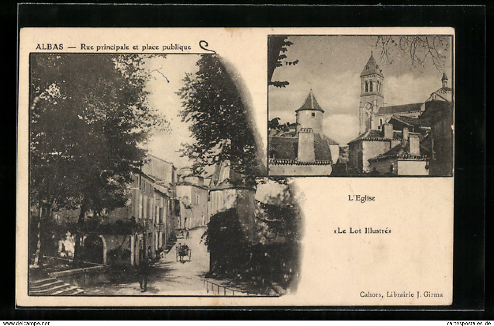 CPA Albas, Rue Principale Et Place Publique, L`Eglise  - Other & Unclassified