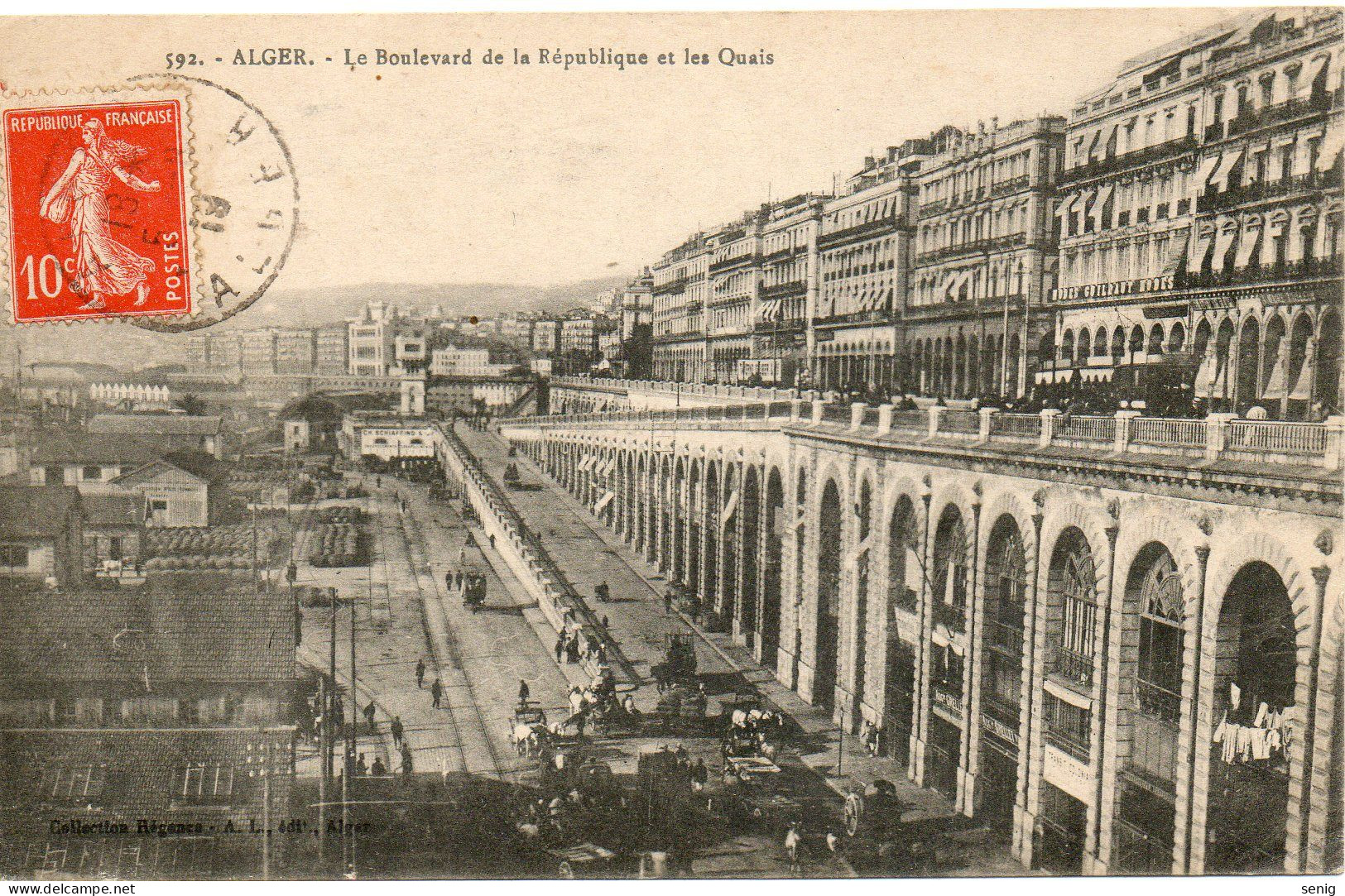ALGERIE ALGER - 592 - Boulevard De La République Et Les Quais - Collection Régence A.L. édit. (Leroux) - - Alger