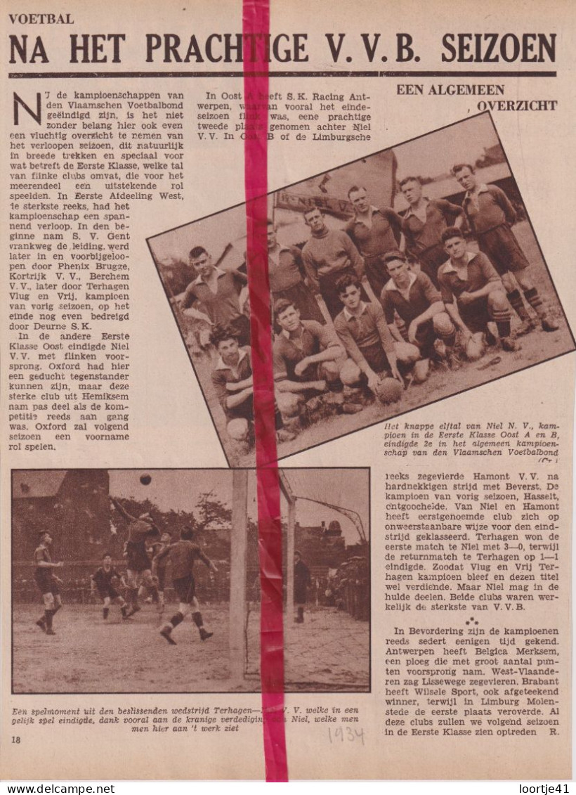Voetbal VVB Reeksen - Neil NV Kampioen - Orig. Knipsel Coupure Tijdschrift Magazine - 1934 - Ohne Zuordnung