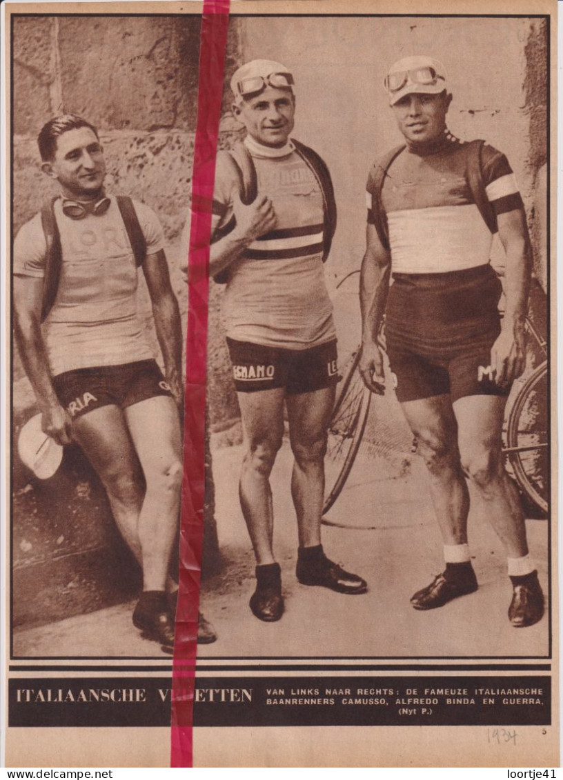 Wielrennen Coureurs Camusso, Alfredo Binda & Guerra - Orig. Knipsel Coupure Tijdschrift Magazine - 1934 - Unclassified