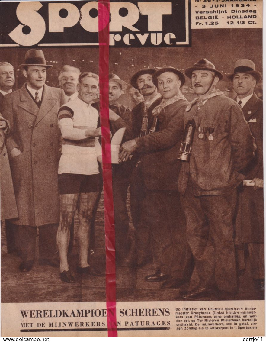 Jef Scherens & De Mijnwerkers Van Paturages - Orig. Knipsel Coupure Tijdschrift Magazine - 1934 - Non Classés