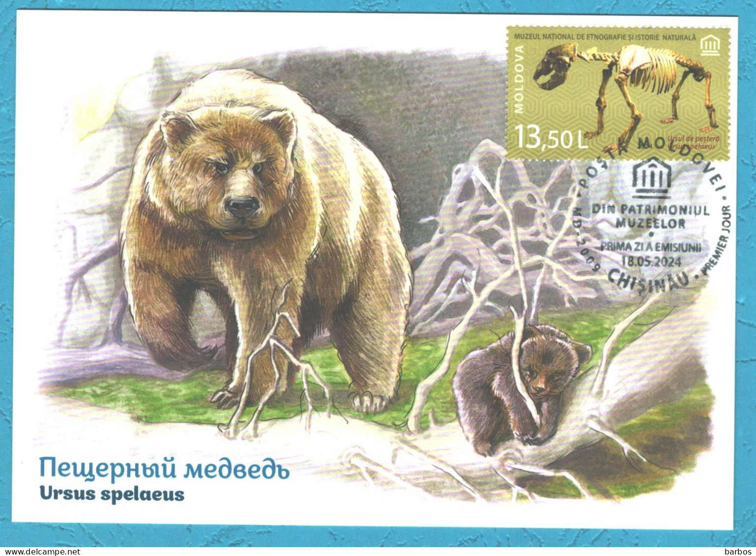 Moldova , 2024 , From The Museums’ Patrimony, Cave Bear , Paleontology , Maxicard - Moldavie