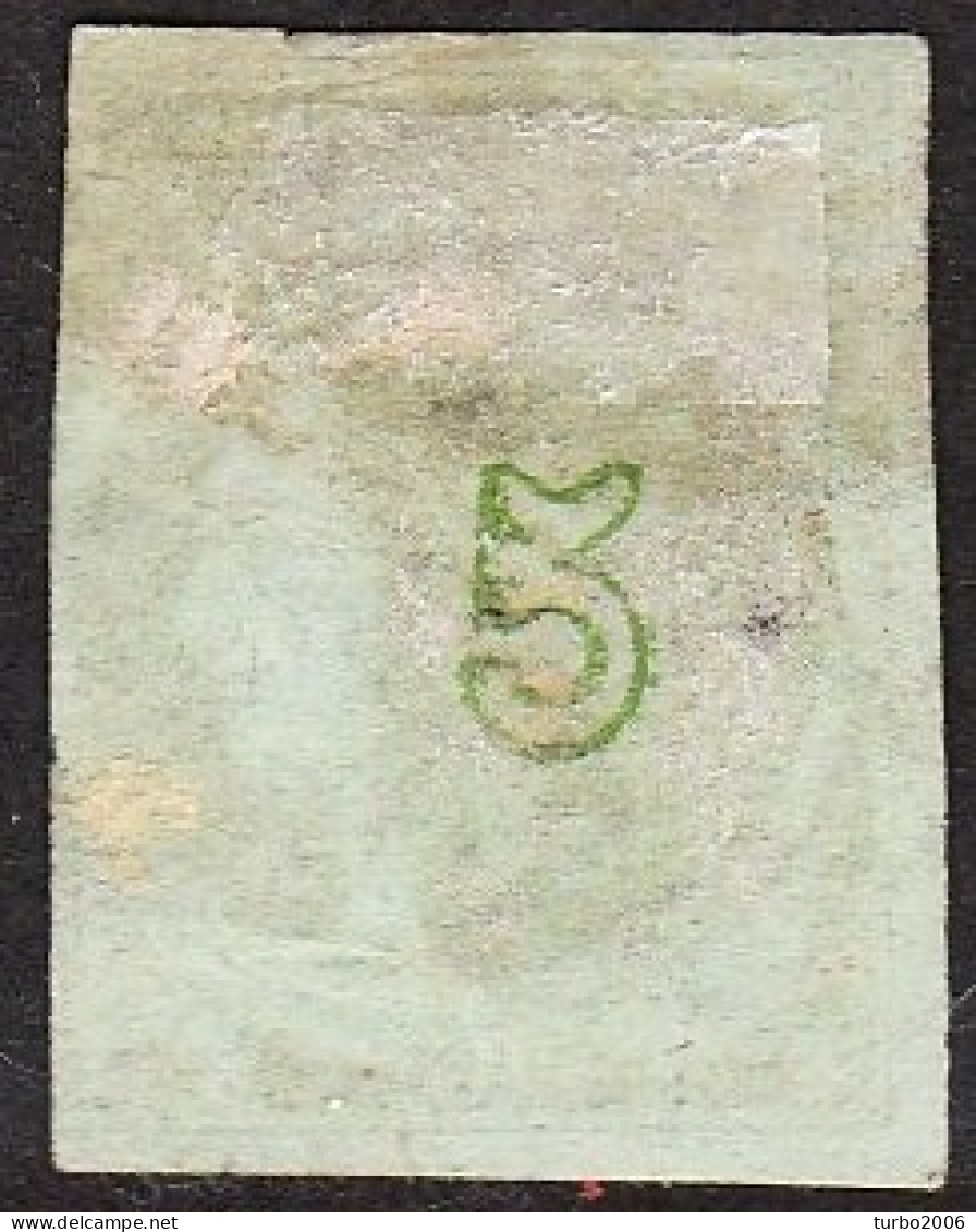 GREECE 1872-76 Large Hermes Head Meshed Paper Issue 5 L Grey Green Vl. 53 B - Gebruikt