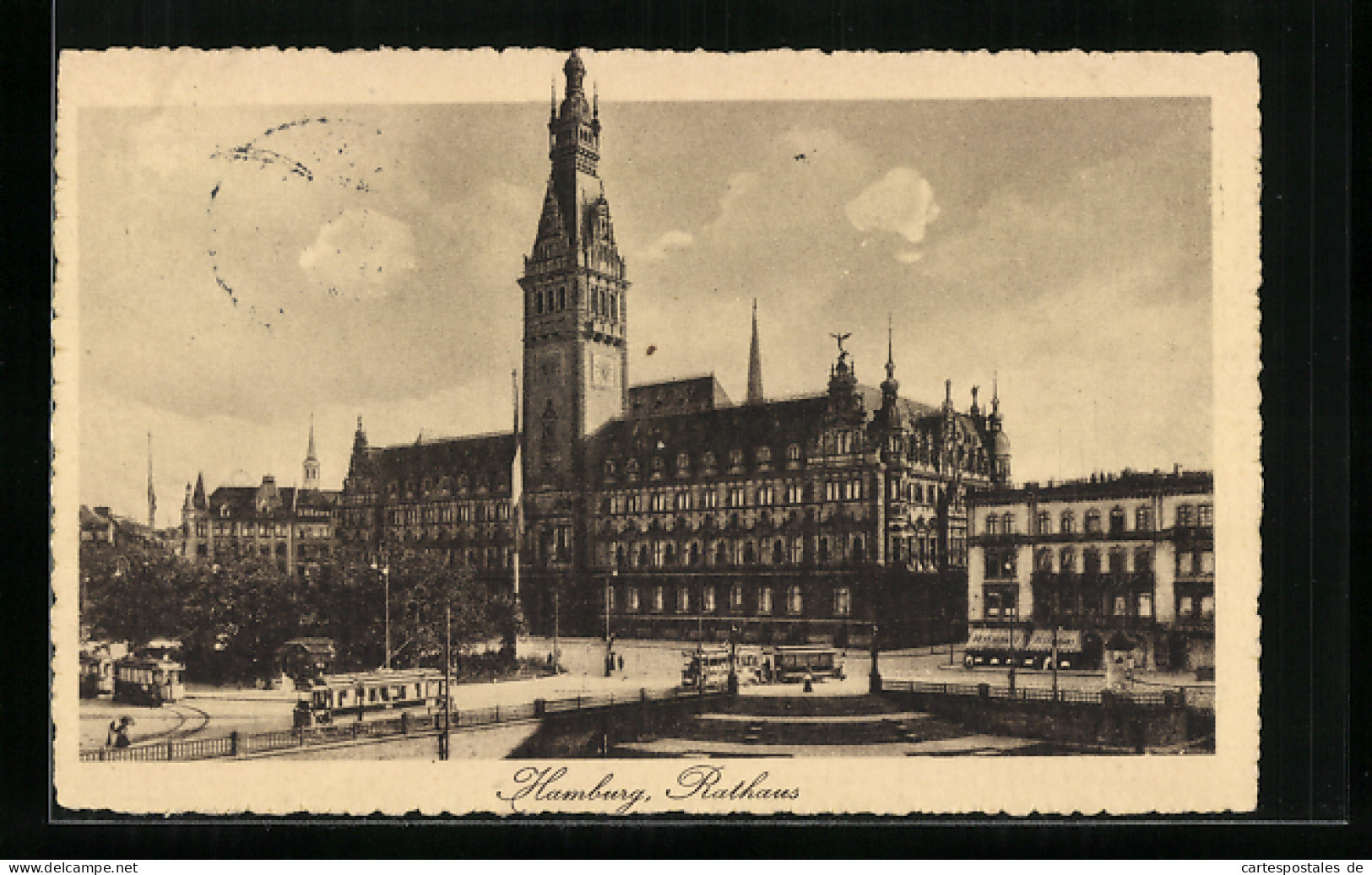 AK Hamburg, Rathaus Mit Strassenbahnen  - Tramways
