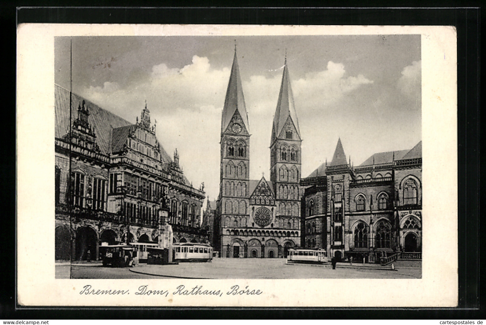 AK Bremen, Strassenbahnen Vor Dom, Rathaus Und Börse  - Tramways