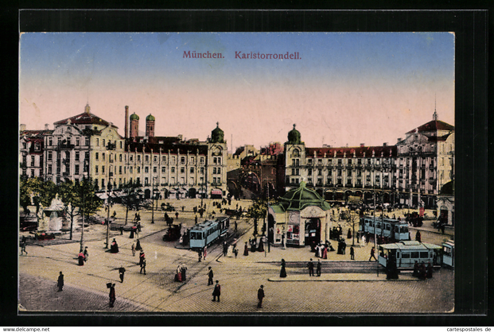 AK München, Karlstorrondel Mit Strassenbahnen  - Tramways