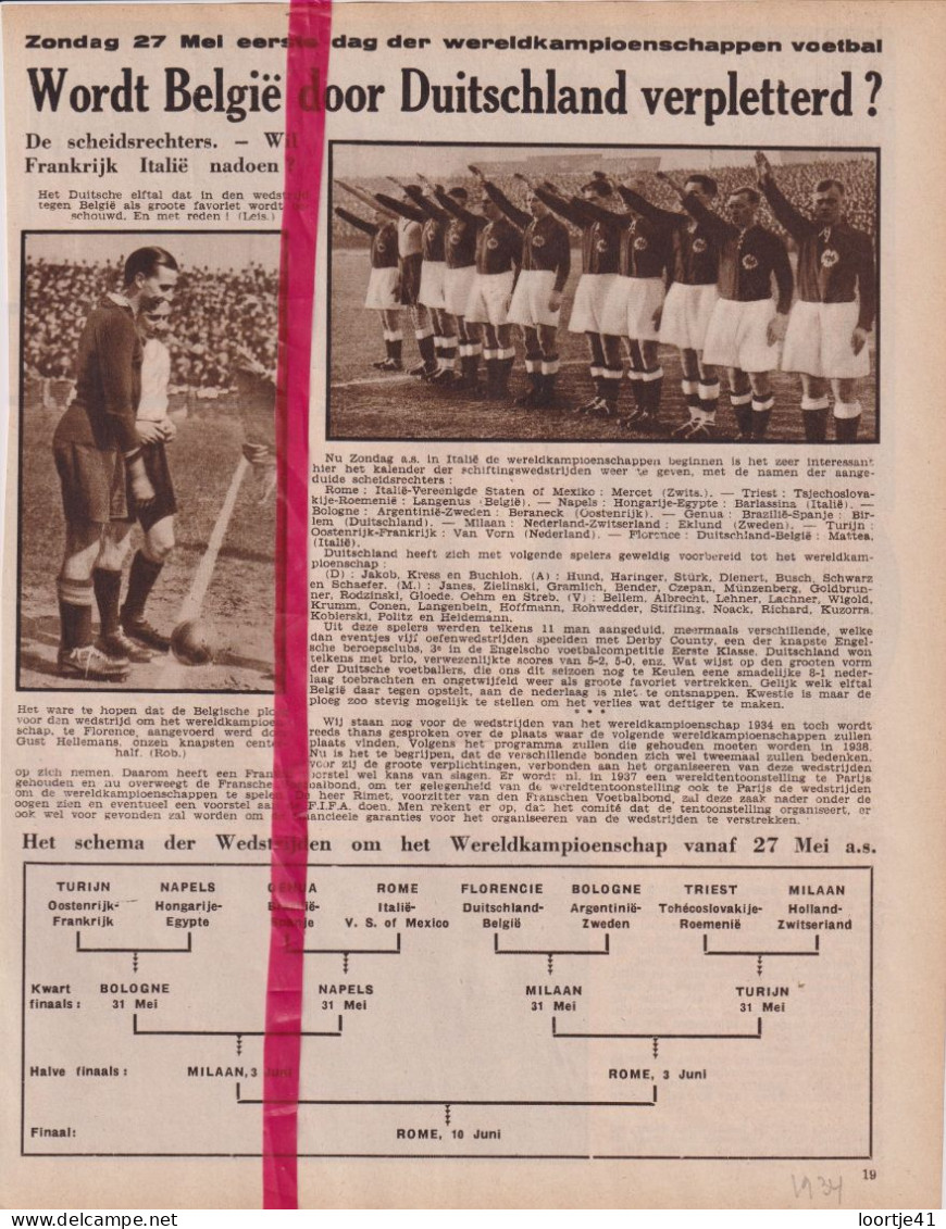 Voetbal Interland Rode Duivels X Duitsland - Orig. Knipsel Coupure Tijdschrift Magazine - 1934 - Unclassified