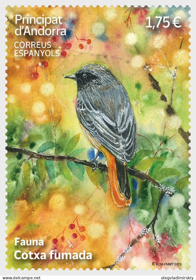Andorra (Spain) 2023 Black Redstart Bird Stamp MNH - Passereaux