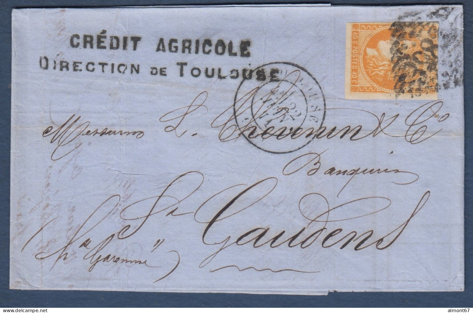 Bordeaux N° 48 Sur Lettre De Toulouse à St Gaudens - 1870 Uitgave Van Bordeaux