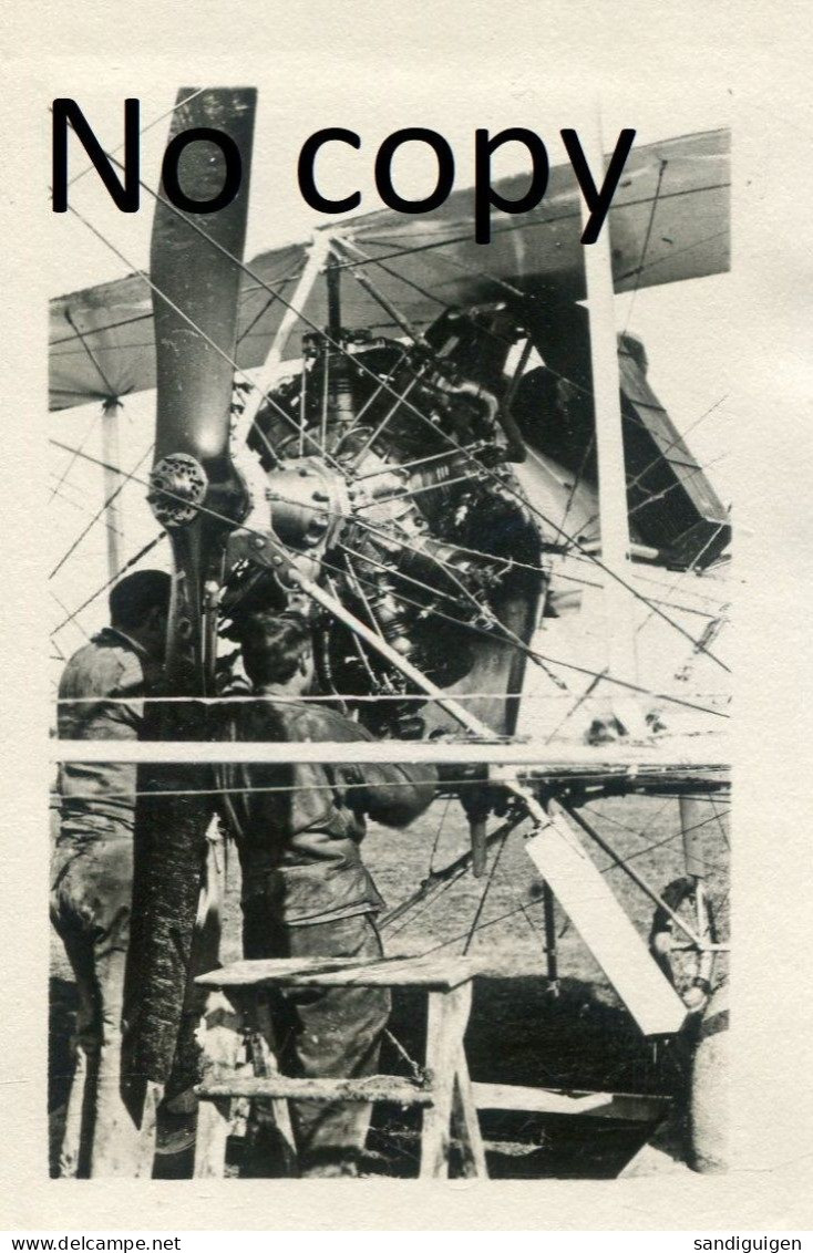 PHOTO FRANCAISE - MECANO ET AVION BIPLAN AU TERRAIN DE BOUY A MOURMELON LE GRAND MARNE - GUERRE 1914 1918 - War, Military