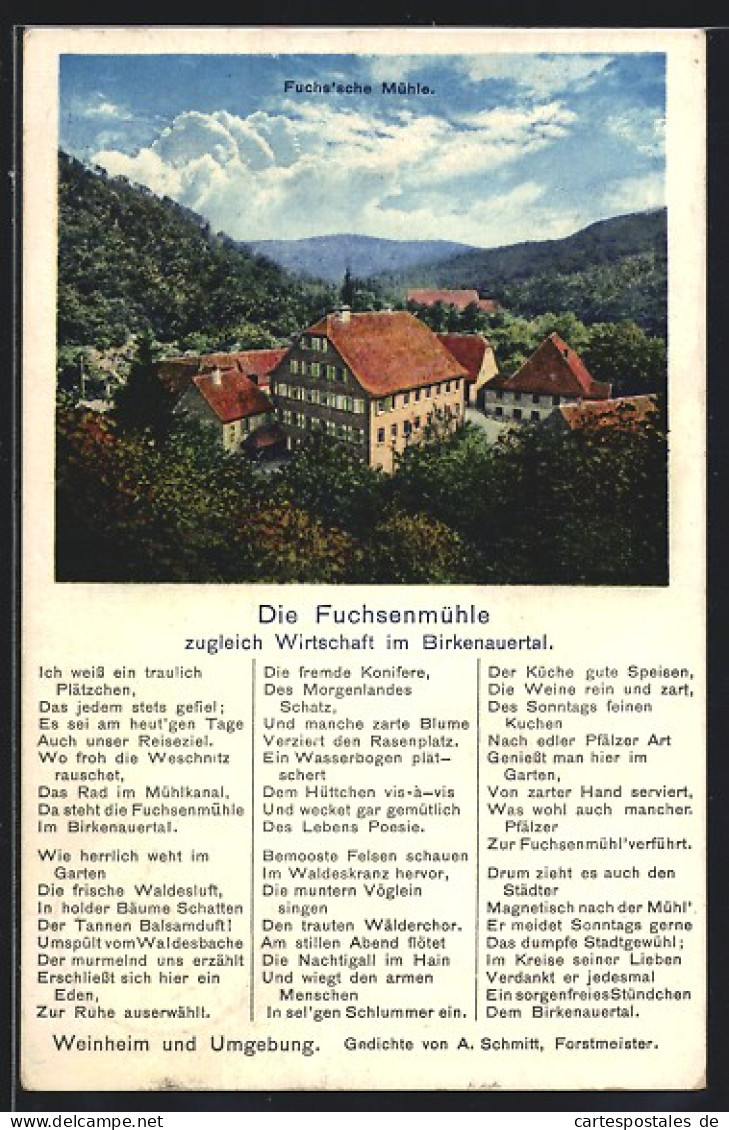 AK Weinheim / Bergstrasse, Gasthaus Fuchs`sche Mühle  - Weinheim