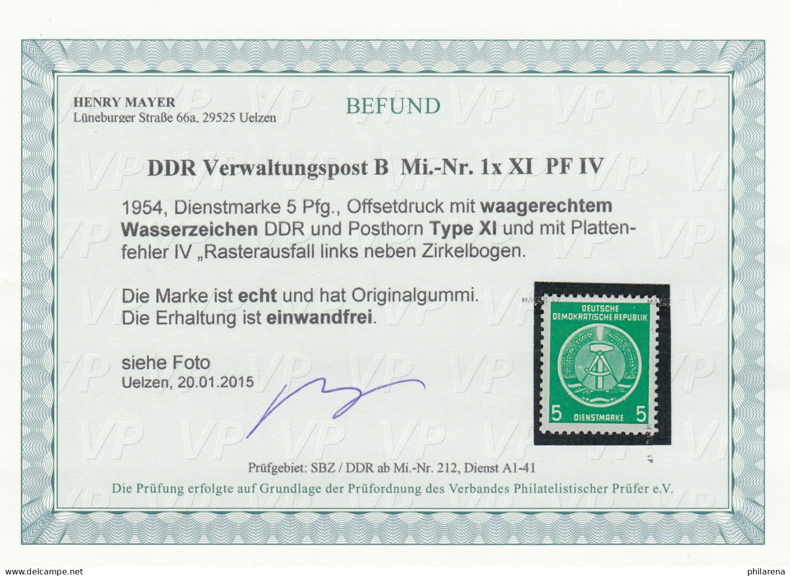 DDR: MiNr. D1 XI PD IV, ** - Mint