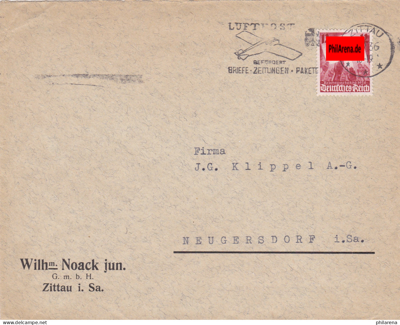 III. Reich: MiNr. 633 FDC Von Zittau Nach Neugersdorf 1936 - Lettres & Documents