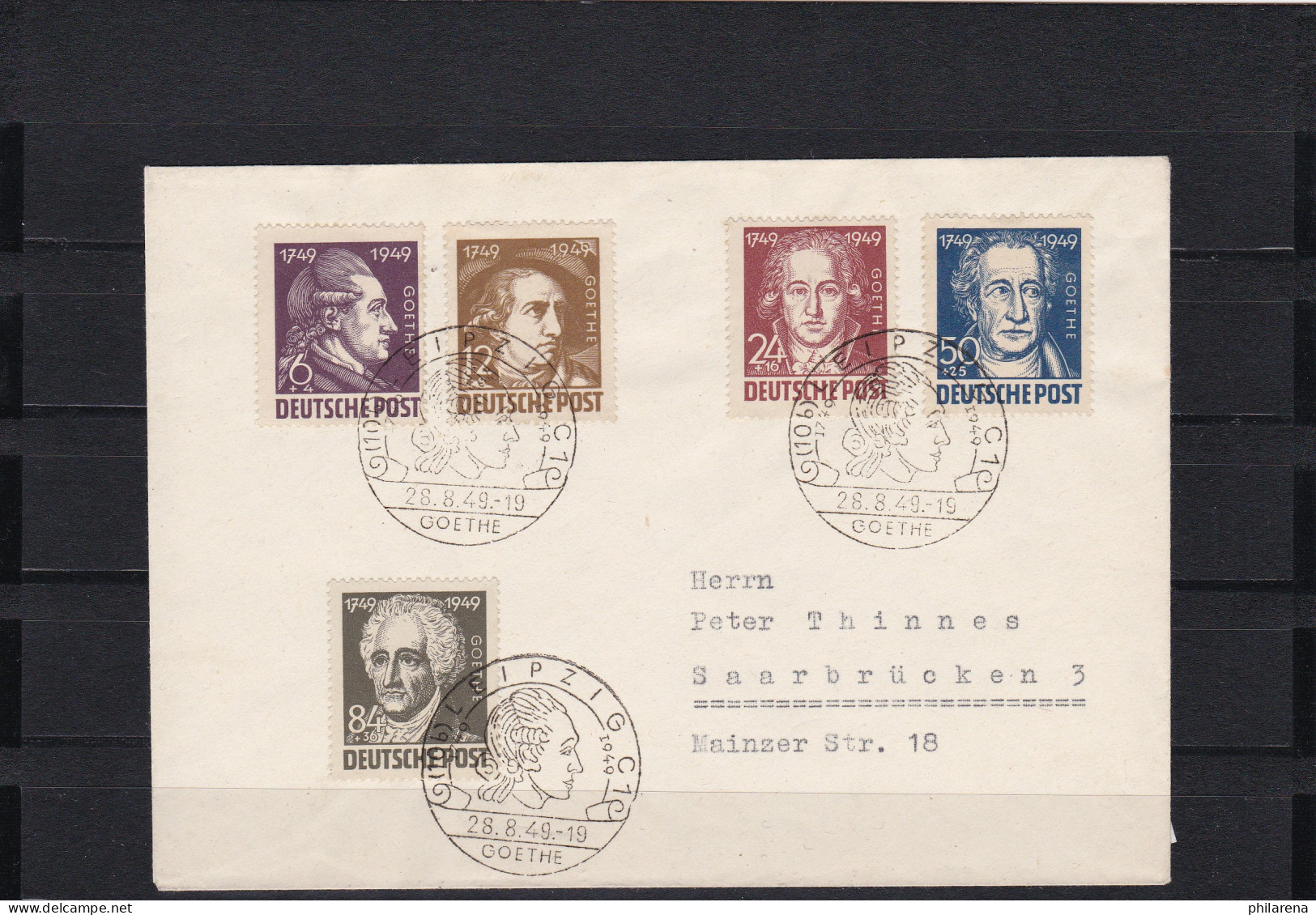 SBZ: MiNr. 234-238, Goethe, Gestempelt Mit Seltenem Sonderstempel Leipzig 1949 - Briefe U. Dokumente