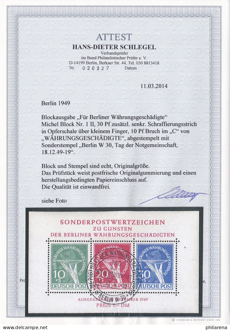 Berlin: Block 1 II, Gestempelt, BPP Fotoattest - Used Stamps