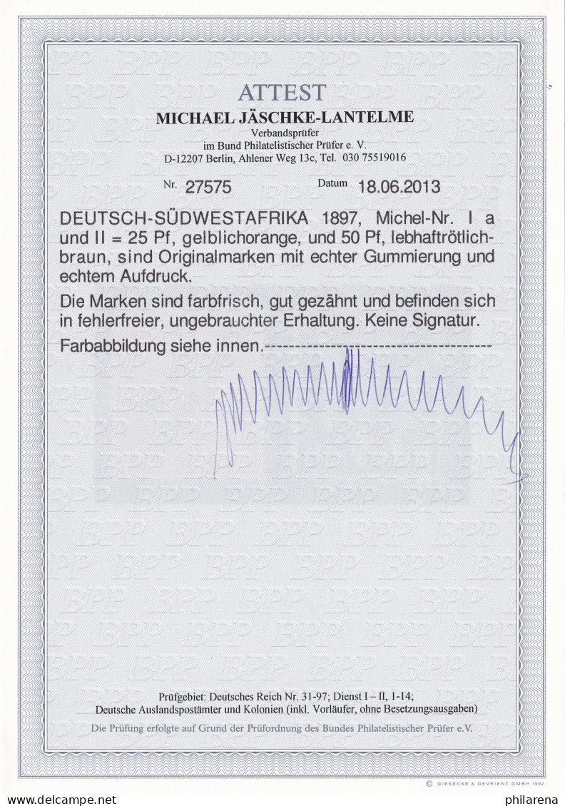 DSWA: MiNr. Ia Und II, *, BPP Befund - German South West Africa