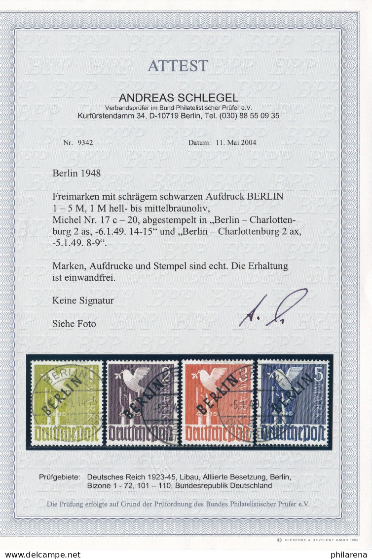 Berlin, MiNr. 17c-20, Gestempelt, BPP Foto Attest - Used Stamps