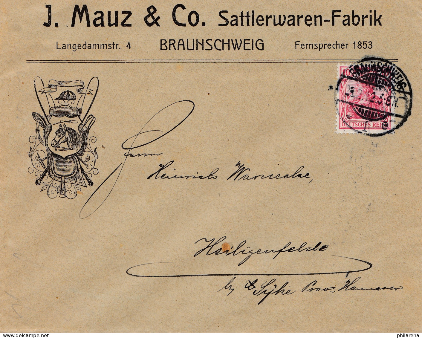 1912: Sattlerwaren Fabrik - Braunschweig Nach Heiligenfelde: Pferd - Lettres & Documents