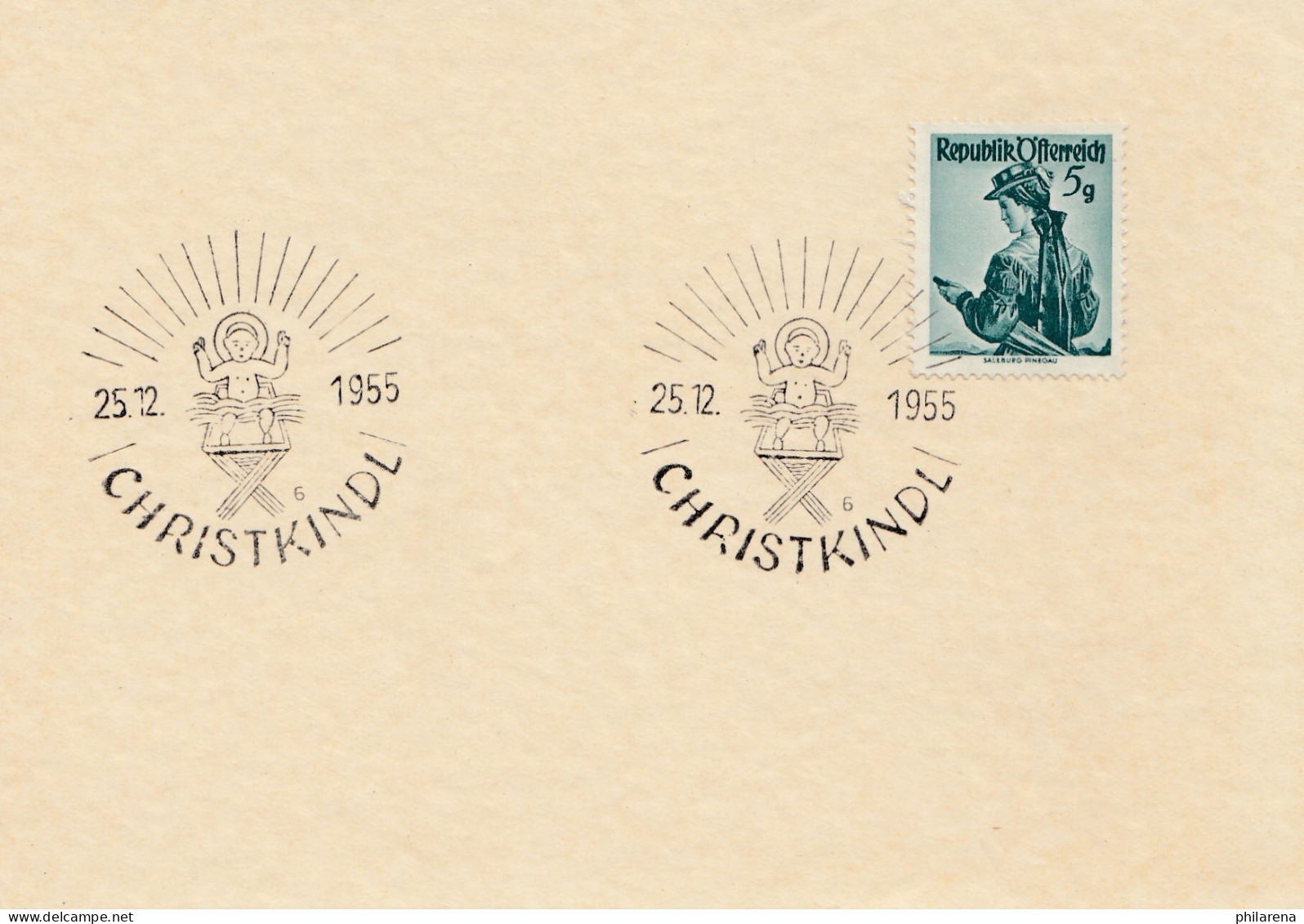 1955: Christkindl - Österreich Auf Blanko Karte - Cartas & Documentos