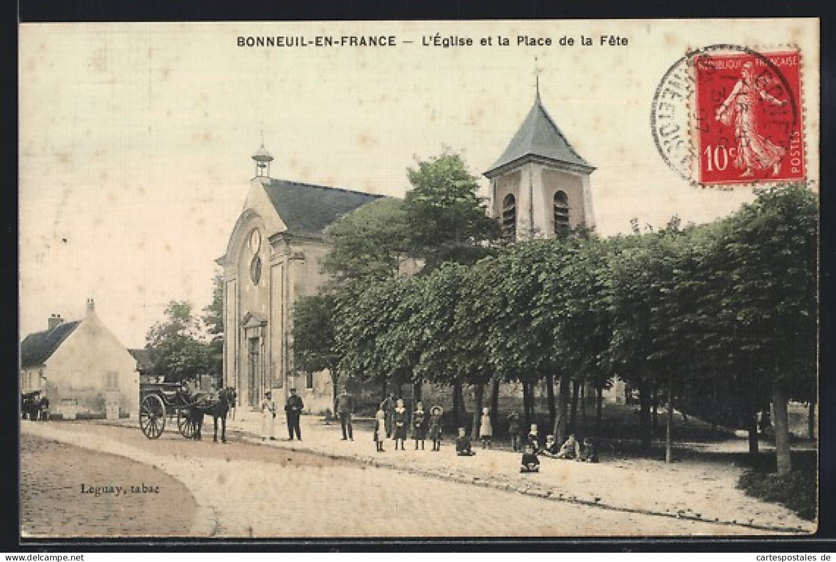 CPA Bonneuil-en-France, L`Eglise Et La Place De La Fete  - Sonstige & Ohne Zuordnung